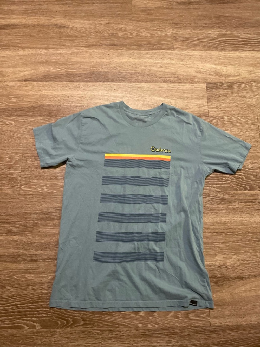 Men's Light Blue Grey Cadence Striped Short-Sleeve Graphic Tee